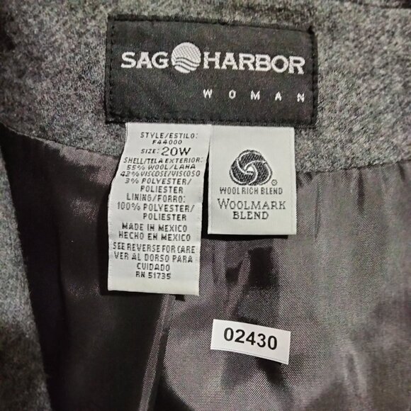 Sag Harbor Womens Gray Wool Blend Long Sleeve Button Up Blazer Jacket Size 20W - Picture 5 of 5